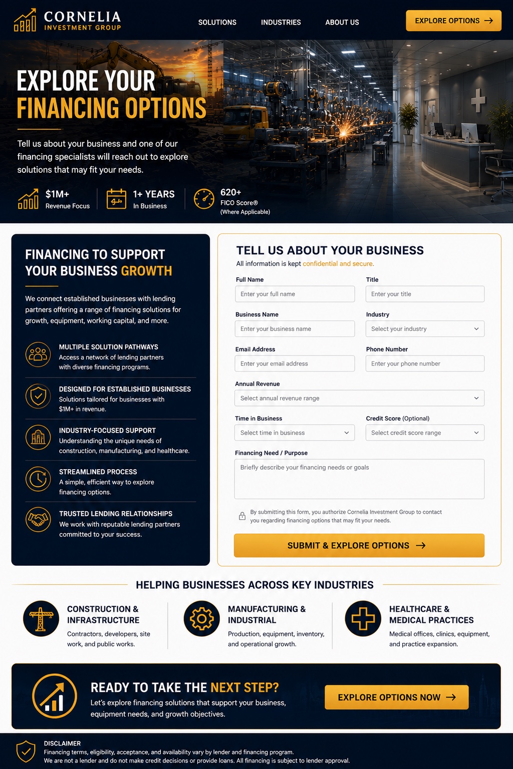 Cornelia Investment Group apply page