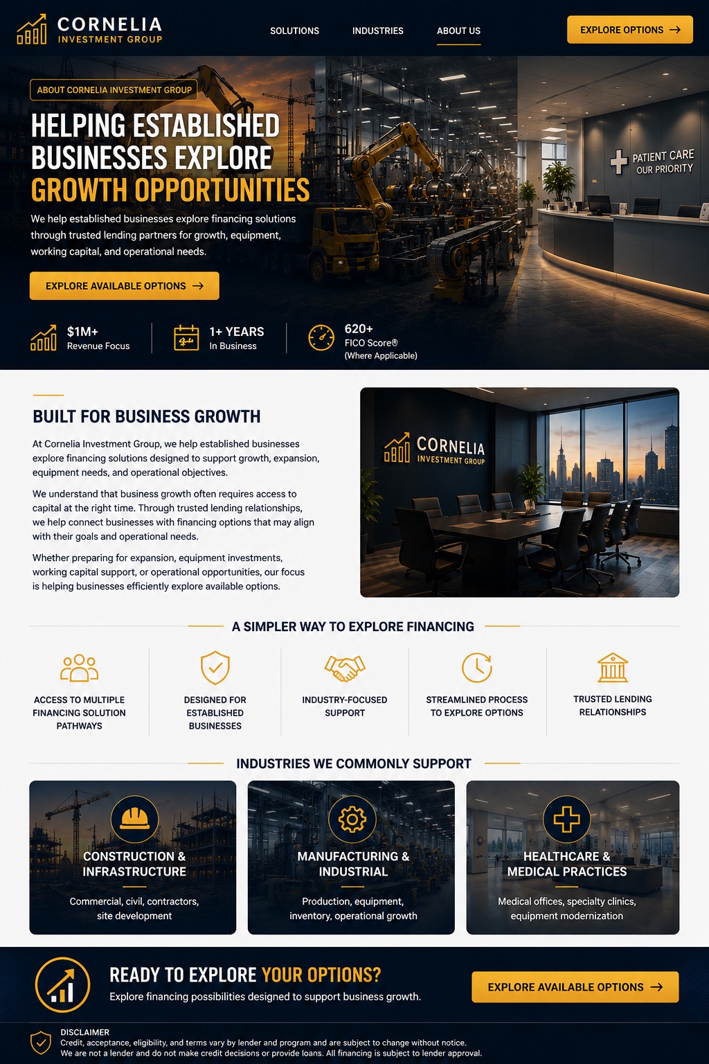 Cornelia Investment Group about page
