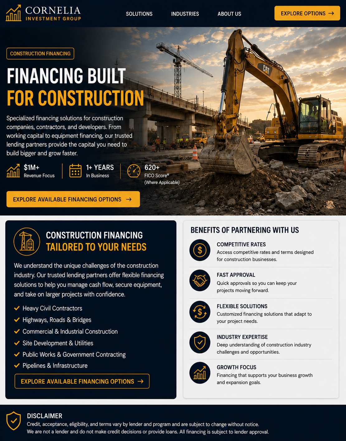 Construction and infrastructure financing