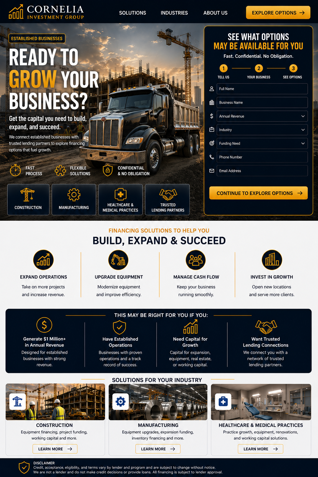 Cornelia Investment Group home page